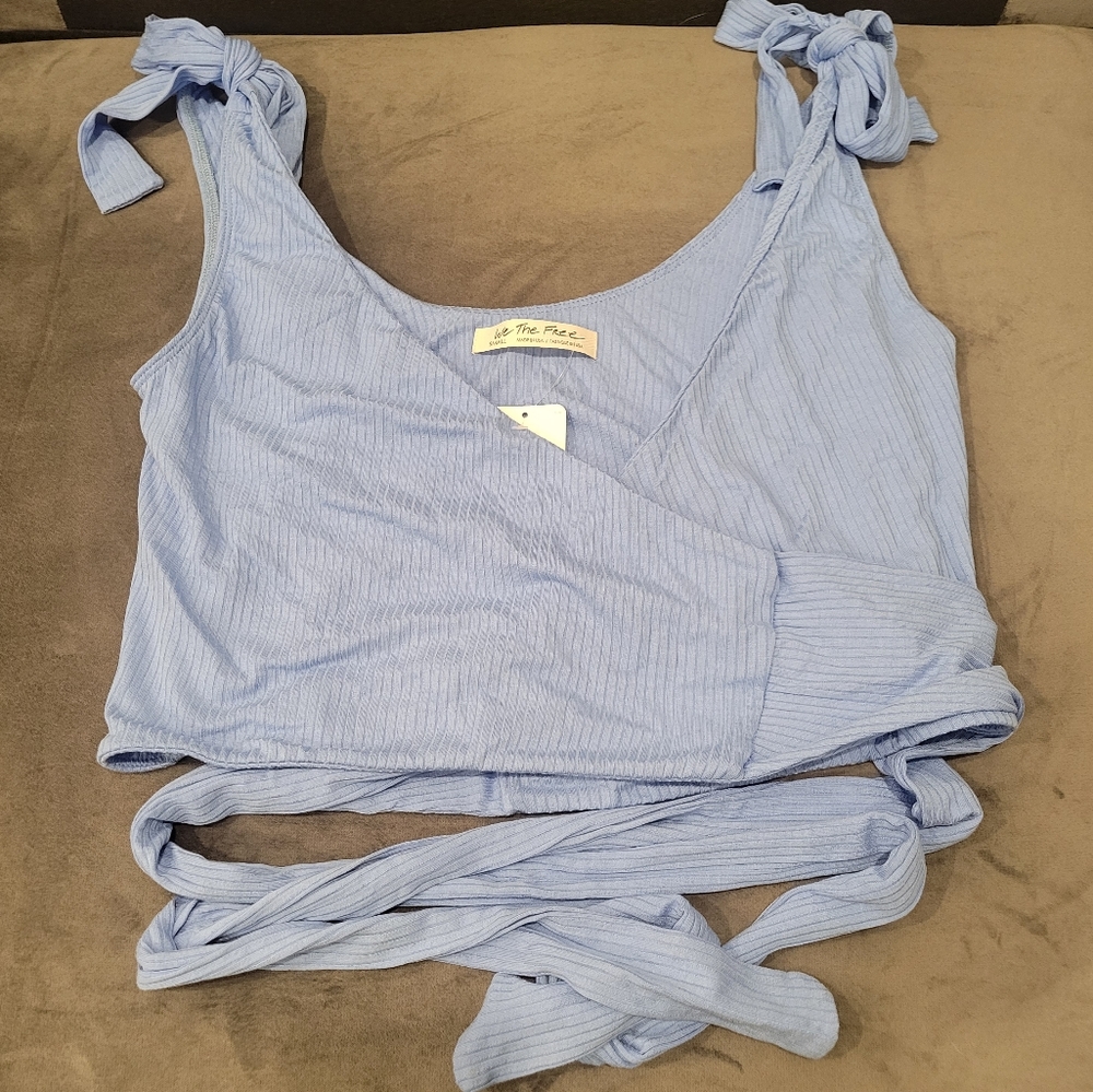 NWT Free People Liz Ribbed Wrap Sleeveless Tank Top Size S